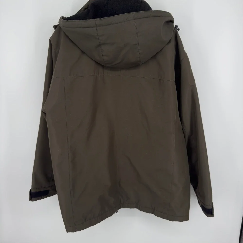 St. Johns Bay Mens 3-in-1 Systems Jacket Olive Brown Fleece Liner Hooded XL